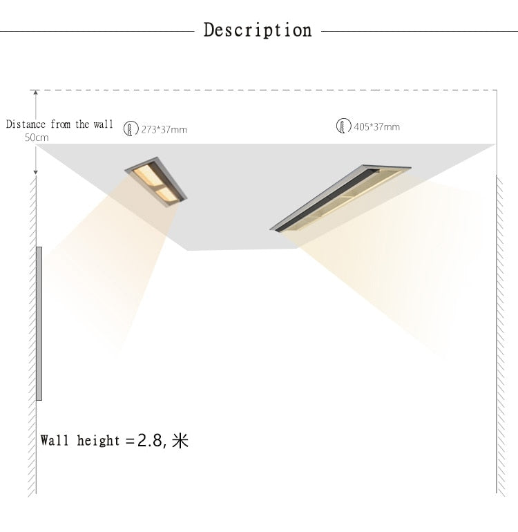 Mordern Linear Line Lamp Embedded Ceiling Downlight Polarized Lights Linear Wall Wash LED 10W 20W 30W Indoor Lighting Rec