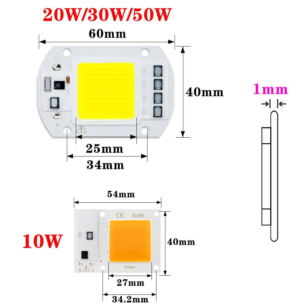 LED Chip 50W 30W 20W 10W 220V 110V COB CHIP LED Lamp For Flood light Spotlight Accessories DIY No Need Driver Matrix Lighting
