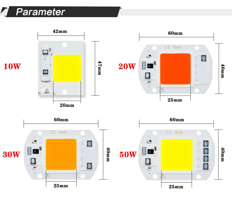 LED Chip 50W 30W 20W 10W 220V 110V COB CHIP LED Lamp For Flood light Spotlight Accessories DIY No Need Driver Matrix Lighting