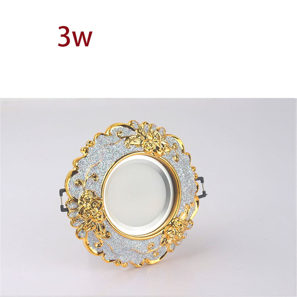 European Luxury Resin Gold Garland Ceiling Lamp 7.5 Cm Hole Living Room Tv Background Wall Indoor Decoration Embedded Spotlights Round