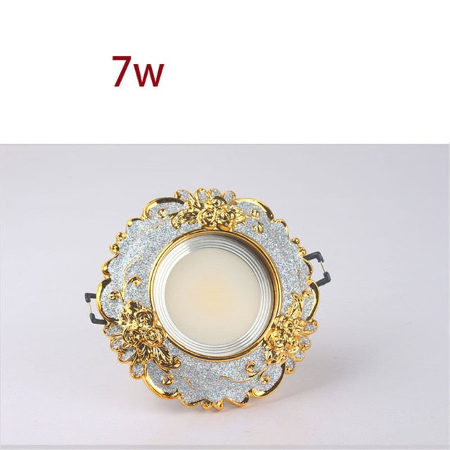 European Luxury Resin Gold Garland Ceiling Lamp 7.5 Cm Hole Living Room Tv Background Wall Indoor Decoration Embedded Spotlights Round