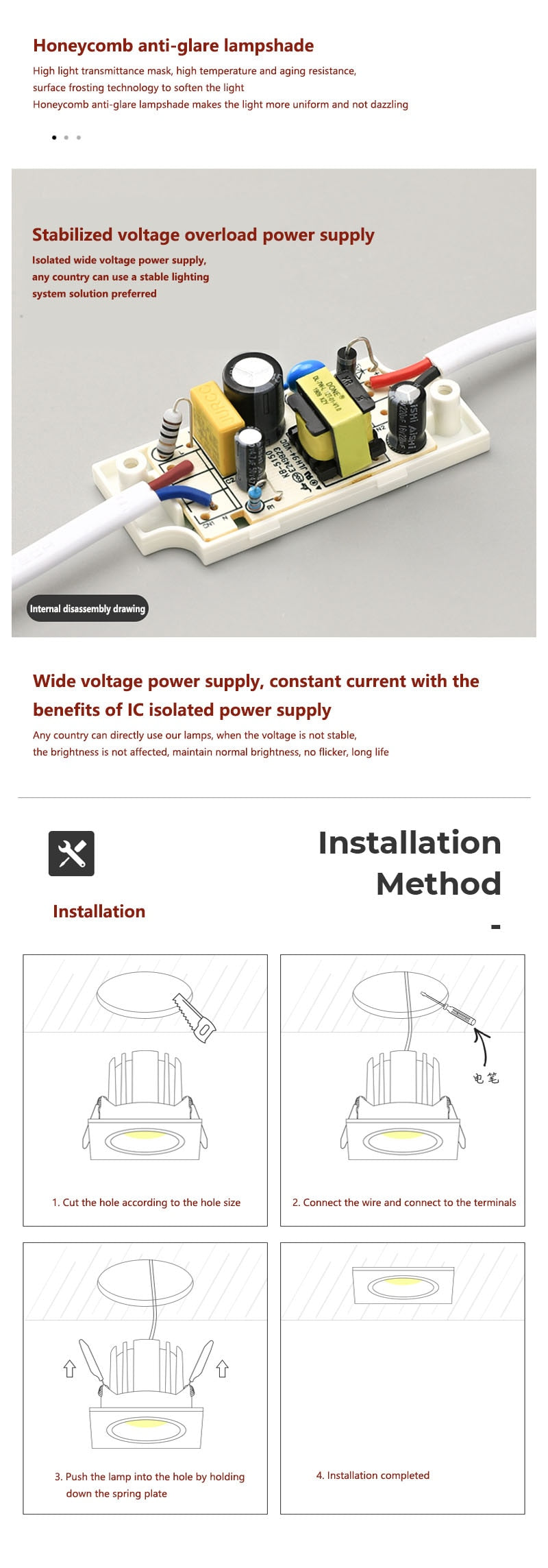 Angle Adjustable Anti-glare Square LED COB Recessed Downlight 7W 10W 12W 20W LED Ceiling Spot Light Kitchen Living room Indoor