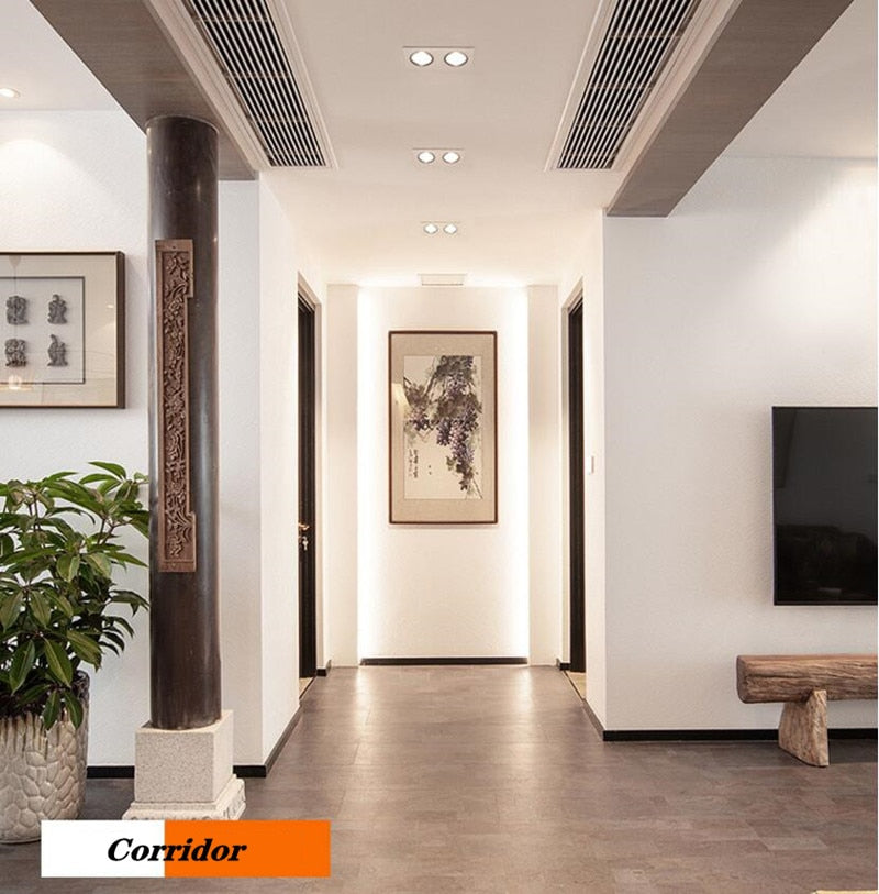 Square Bright Recessed Double LED Dimmable Downlight COB 14W 20W 24W LED Spot light Ceiling Lamp AC 85-265V with Frosted lens