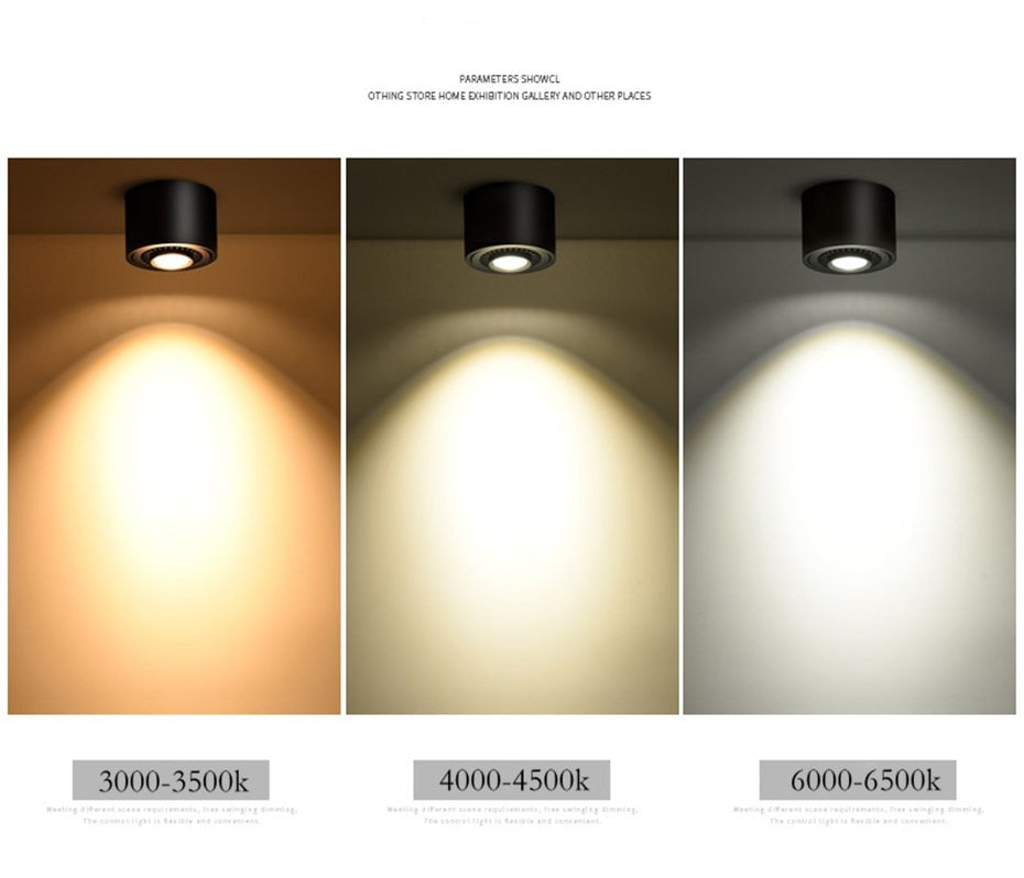 Black/White Dimmable Led Downlight Surface Mounted Ceiling Lamp Angle 360° Adjustable Lighting 5W 7W 15W For Living Room Bedroom