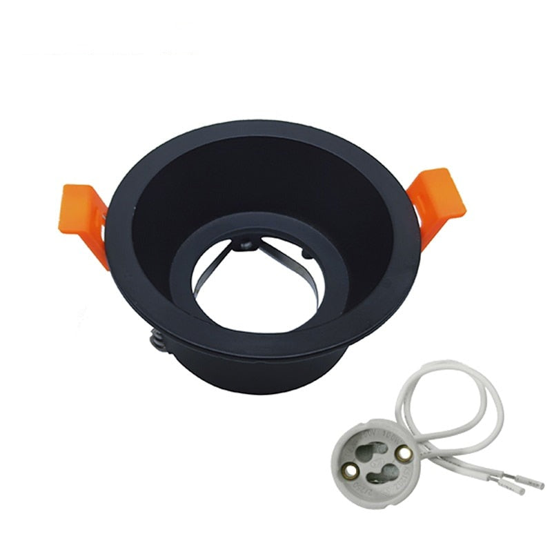 Round Recessed LED Ceiling Downlight Mounting Aluminum Frame MR16 GU10 Bulb Replaceable Spot Lamp Holder Socket Fitting Fixtures