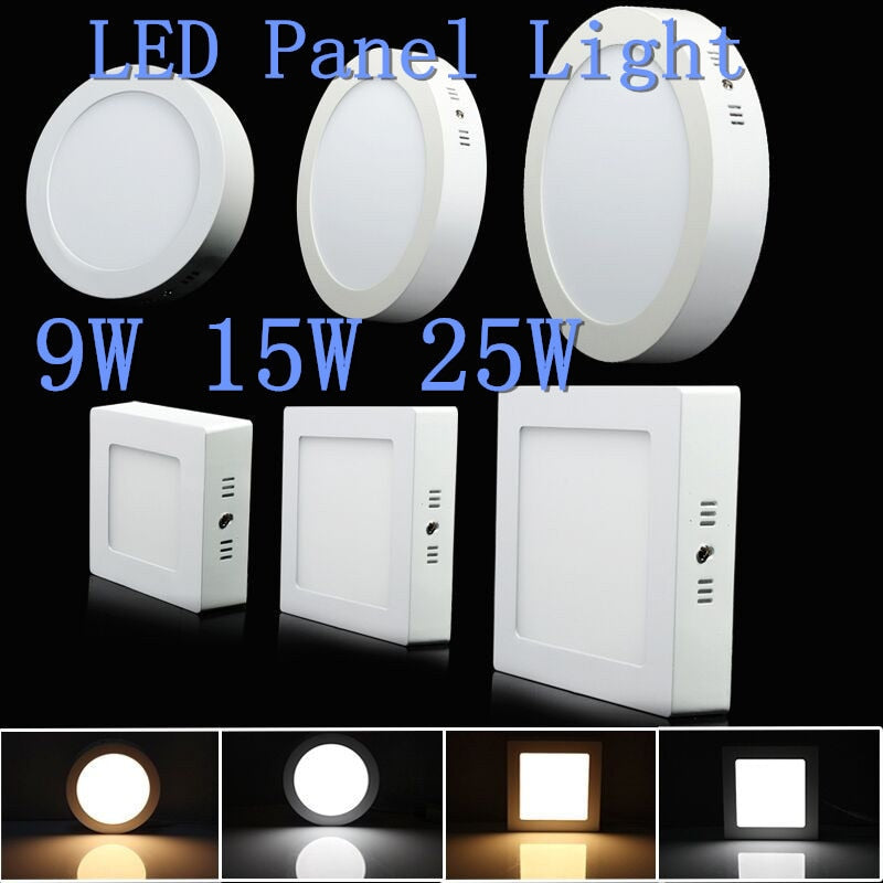 Led Panel Light Surface Mounted Led ceiling Downlight 9W/15W/25W/30W Round/Square Dimmable AC85-265V + LED Driver