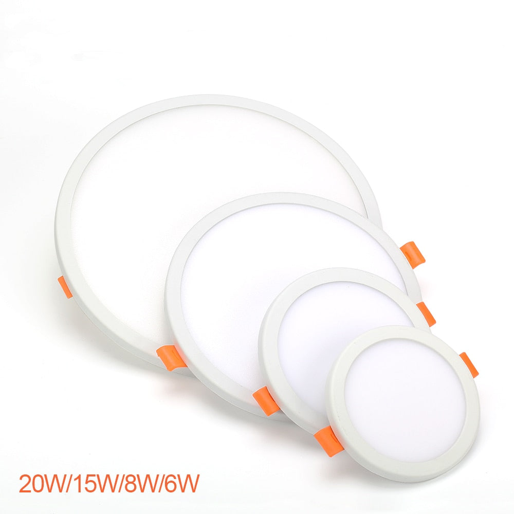 Ultra Thin Round Square AC 85-265V LED Panel Light 6W 8W 15W 20W Aluminum Ceiling Recessed Downlight open hole adjustable