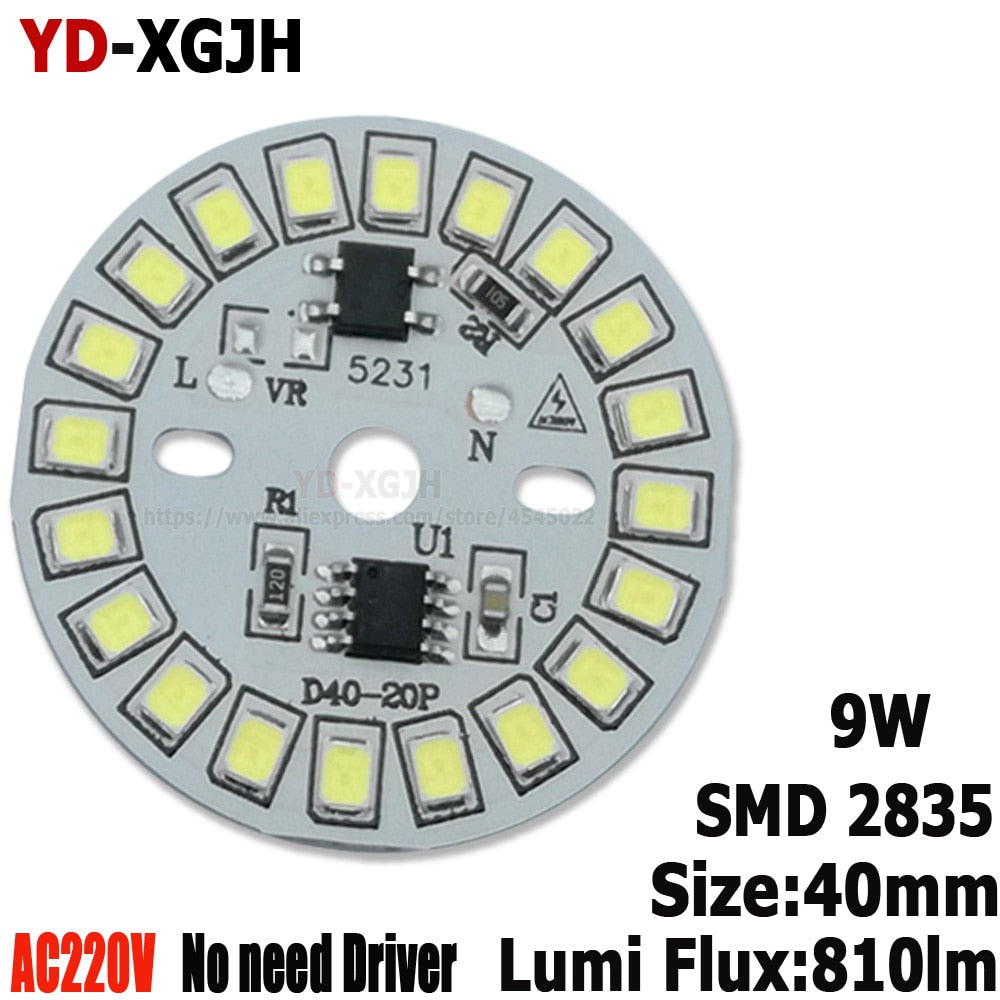 Dimmable led pcb plate 3W 5W 9W 20PCS AC 220V SMD integrated ic driver led heatsink installed SMD2835 For 12W led bulb downlight