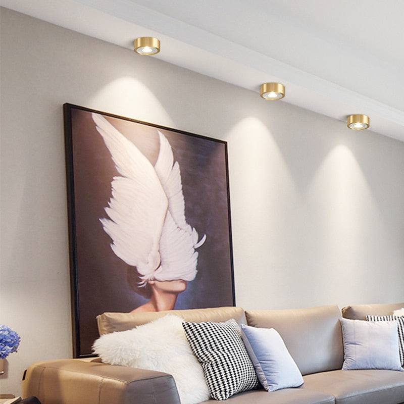 copper mounted downlight led ultra-thin non-opening background wall ceiling spotlight Nordic entrance hallway small light