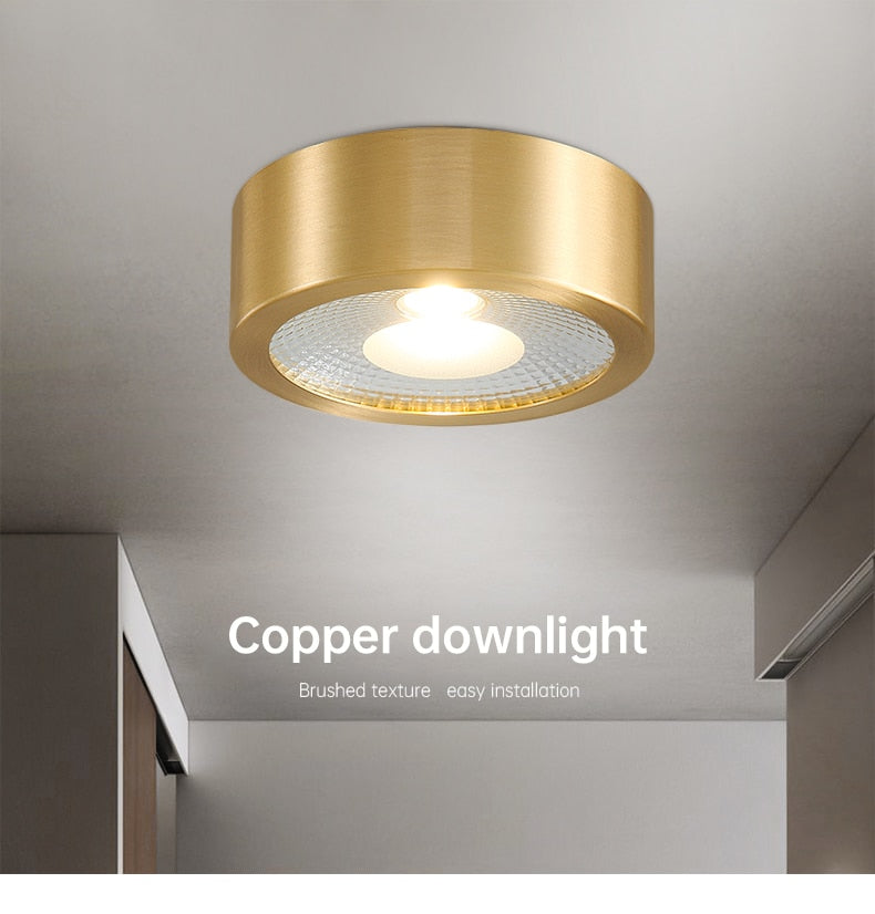 copper mounted downlight led ultra-thin non-opening background wall ceiling spotlight Nordic entrance hallway small light