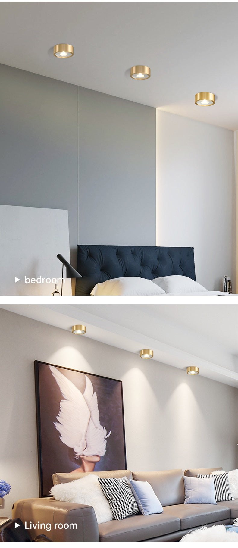 copper mounted downlight led ultra-thin non-opening background wall ceiling spotlight Nordic entrance hallway small light