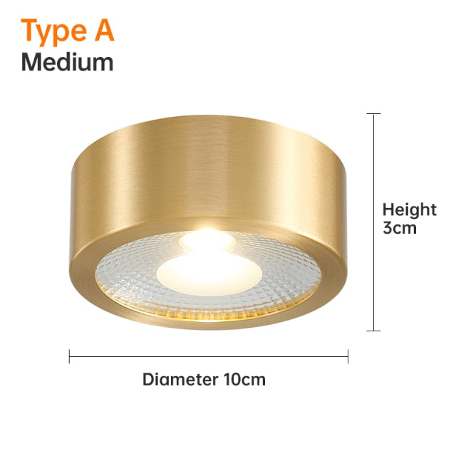 copper mounted downlight led ultra-thin non-opening background wall ceiling spotlight Nordic entrance hallway small light