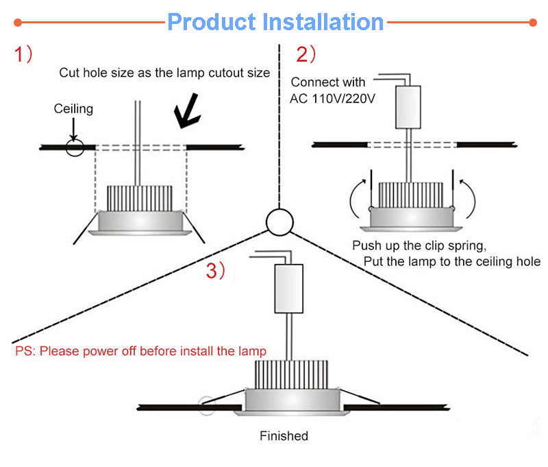 LED Spotlights Ceiling Downlights Recessed Dimmable Waterproof For Bathroom Kitchen Bathhouse Indoor And Outdoor Lighting
