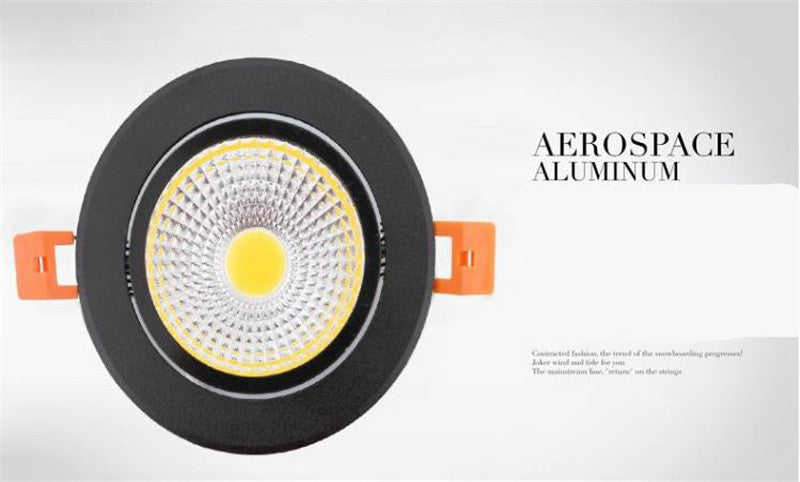 Round Black Dimmable LED COB Downlight 7W 9W 12W 15W 18W 24W LED Recessed Ceiling Downlight LED COB Spot Light AC85-265V