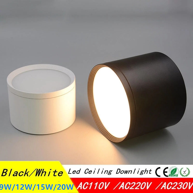 Dimmable Surface Mounted LED Downlight Ceiling Light SMD5730 9W 12W 15W 20W AC85-265V High Power Spotlight Indoor Lighting