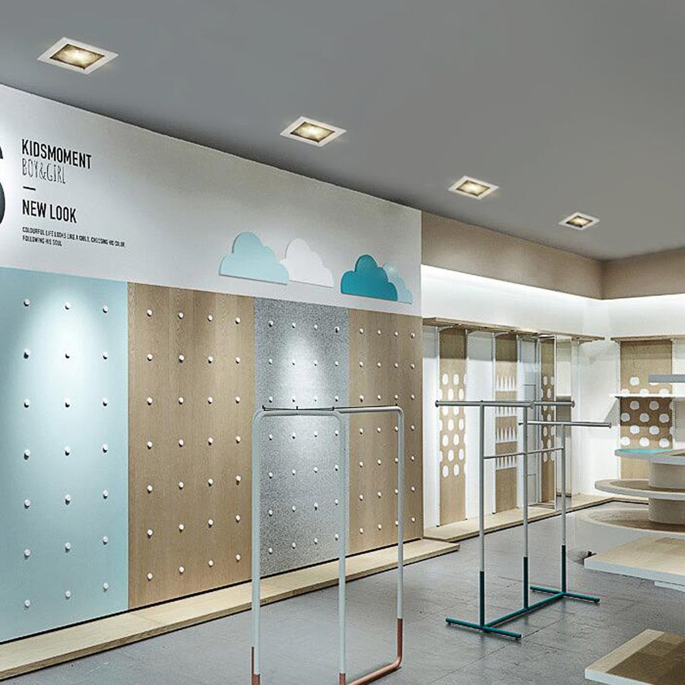 DBF Silver Square LED Recessed Downlight Dimmable 7W 9W 12W 15W with AC85-265V LED Driver Indoor Clothes Shop Ceiling Spot Lamp