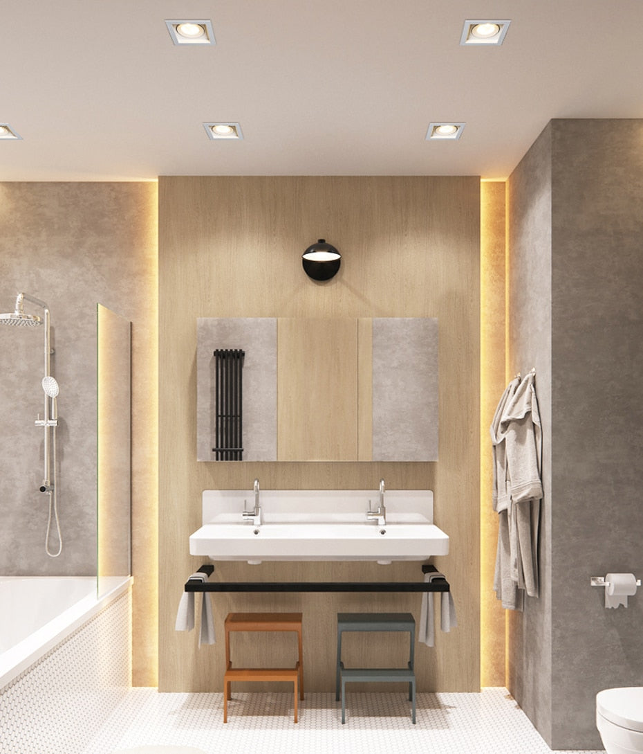 DBF Silver Square LED Recessed Downlight Dimmable 7W 9W 12W 15W with AC85-265V LED Driver Indoor Clothes Shop Ceiling Spot Lamp