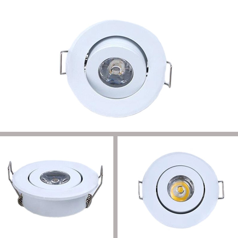 Silvery/Black/White Mini LED Downlights 1W 3W 100V-240V 10 PCS Jewelry Display Ceiling Recessed Cabinet Spot Lamp