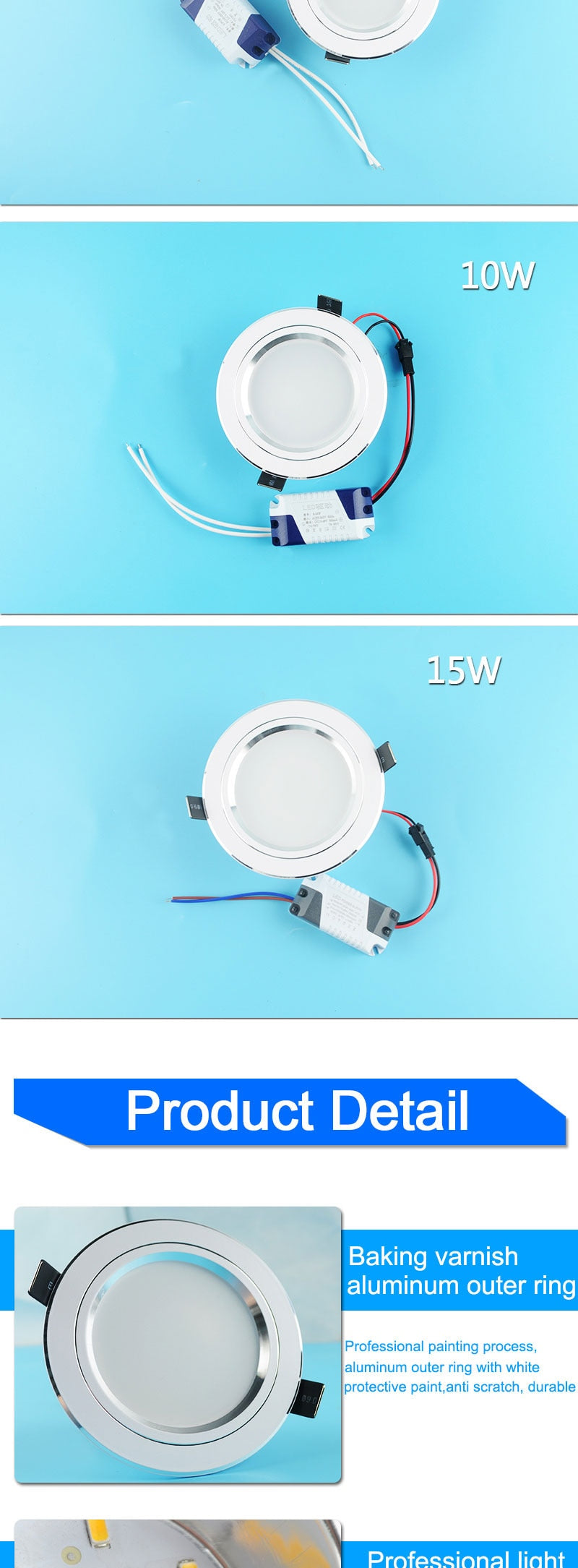 Silver White Frosted Surface LED Downlight 5w 10w 15w Round Ceiling Recessed Light 110v 220v Down Light Lamp Kitchen Restaurant