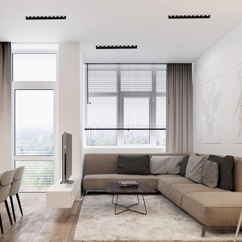 Dimmable Recessed Strip LED Ceiling Lights 10W 20W 30W COB Downlight AC220V LED Strip Lamp Lndoor Lighting TV Background