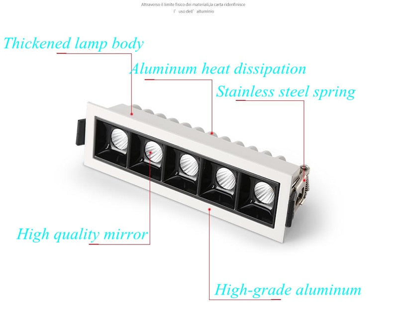 Dimmable Recessed Strip LED Ceiling Lights 10W 20W 30W COB Downlight AC220V LED Strip Lamp Lndoor Lighting TV Background