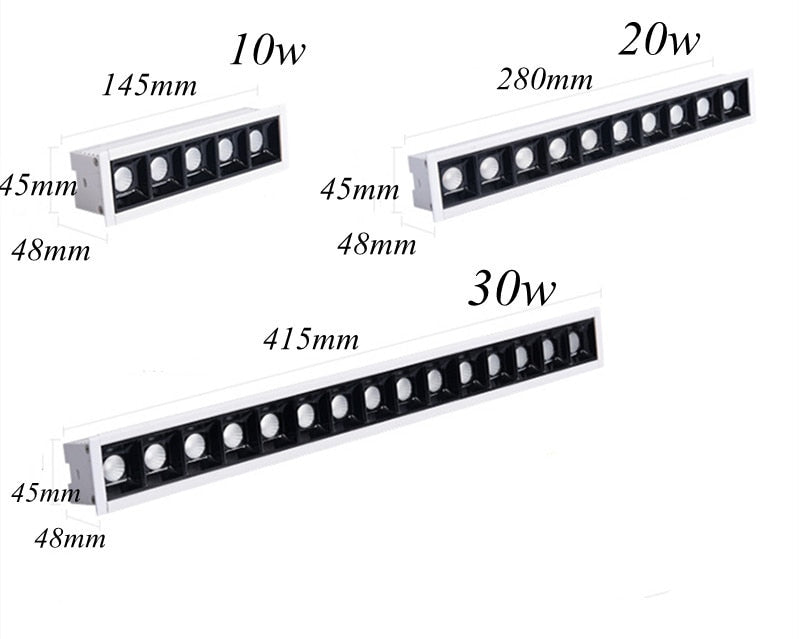 Dimmable Recessed Strip LED Ceiling Lights 10W 20W 30W COB Downlight AC220V LED Strip Lamp Lndoor Lighting TV Background