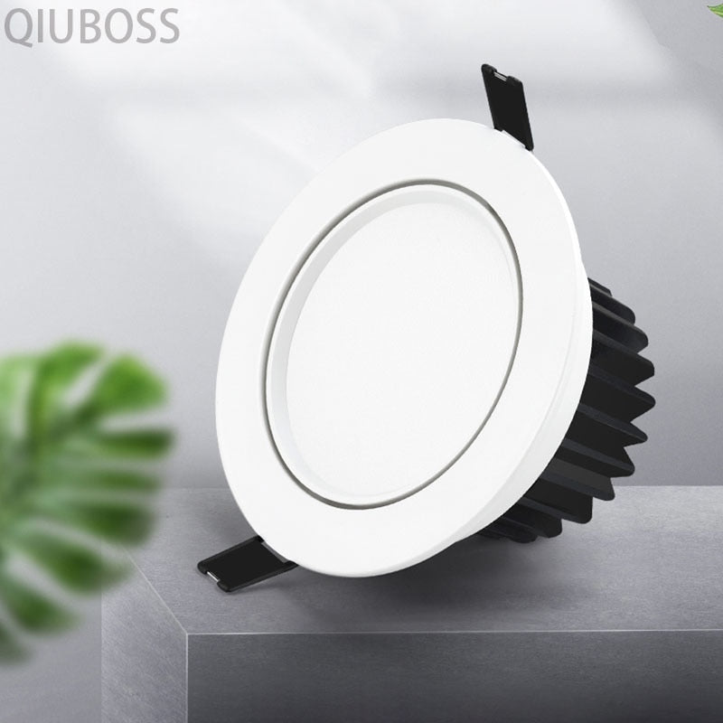 Round Dimmable LED Downlight Recessed LED Ceiling Lamps AC90-260V 5W/7W/9W/12W/15W/18W COB Background Light Indoor Lighting
