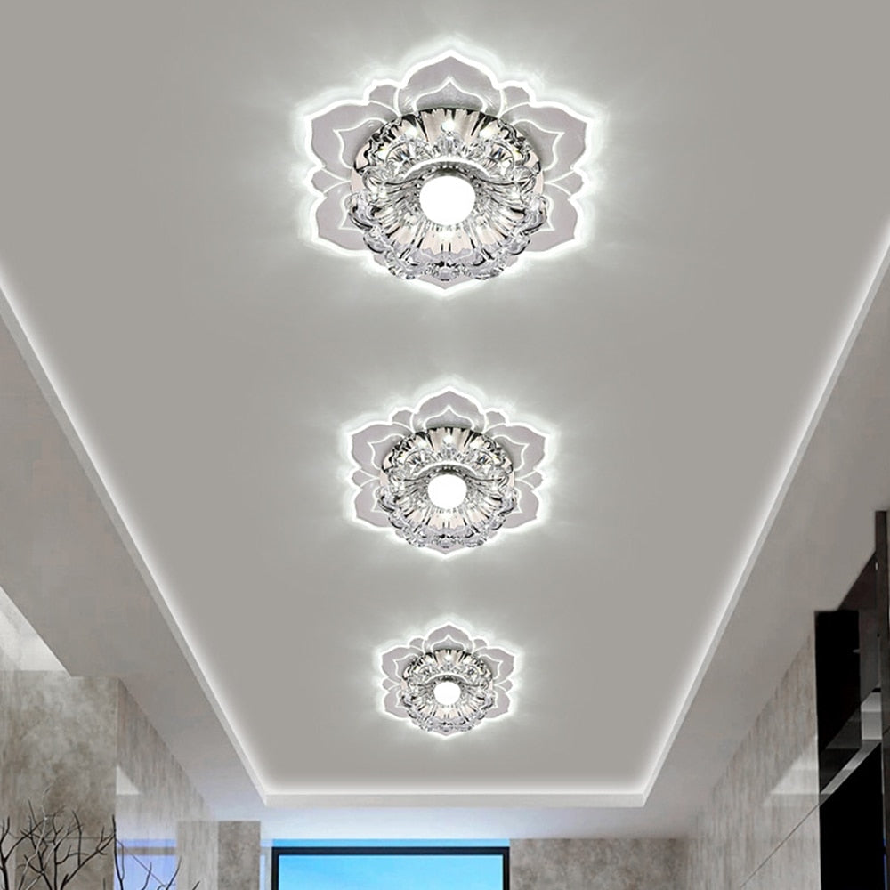Modern LED Lights Flower-shaped Crystal Spotlights Downlights Embedded Ceiling Creative Corridor Living Room Bedroom