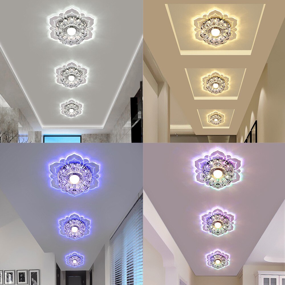 Modern LED Lights Flower-shaped Crystal Spotlights Downlights Embedded Ceiling Creative Corridor Living Room Bedroom