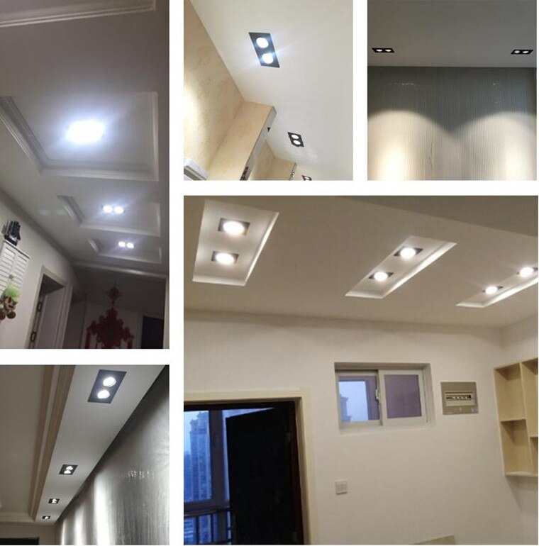 Dimmable AC85-265V Square Recessed COB LED Downlights 7W 9W 12W LED Ceiling Spot Lights LED Ceiling Lamps Indoor Lighting