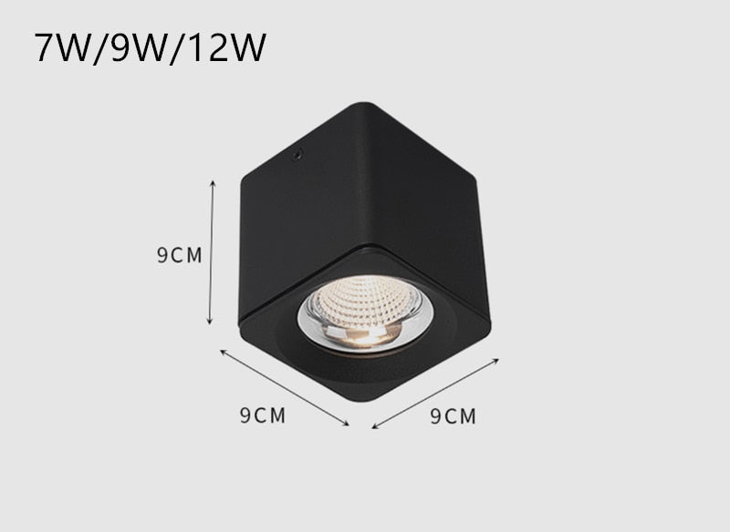 Square Dimmable COB LED Downlights 7W 9W 12W LED Ceiling Spot lights AC85~265V LED Ceiling Lamps Warm/Cold White Indoor Lighting