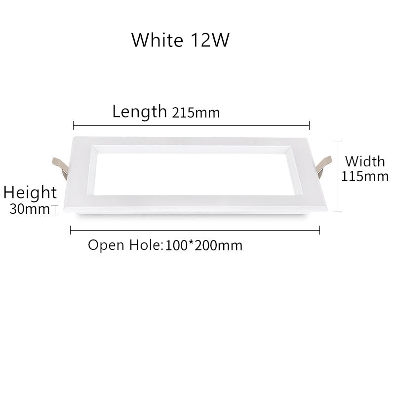 Ultra-thin Anti-Fog LED Panel Lamp Recessed Rectangle Bathroom Ceiling Downlights Corridor Aisle Industrial Grille Spot Lighting