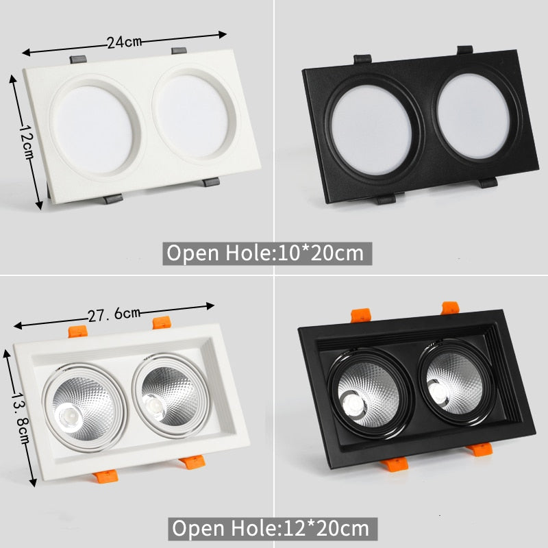 Ultra-thin Anti-Fog LED Panel Lamp Recessed Rectangle Bathroom Ceiling Downlights Corridor Aisle Industrial Grille Spot Lighting