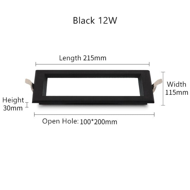 Ultra-thin Anti-Fog LED Panel Lamp Recessed Rectangle Bathroom Ceiling Downlights Corridor Aisle Industrial Grille Spot Lighting