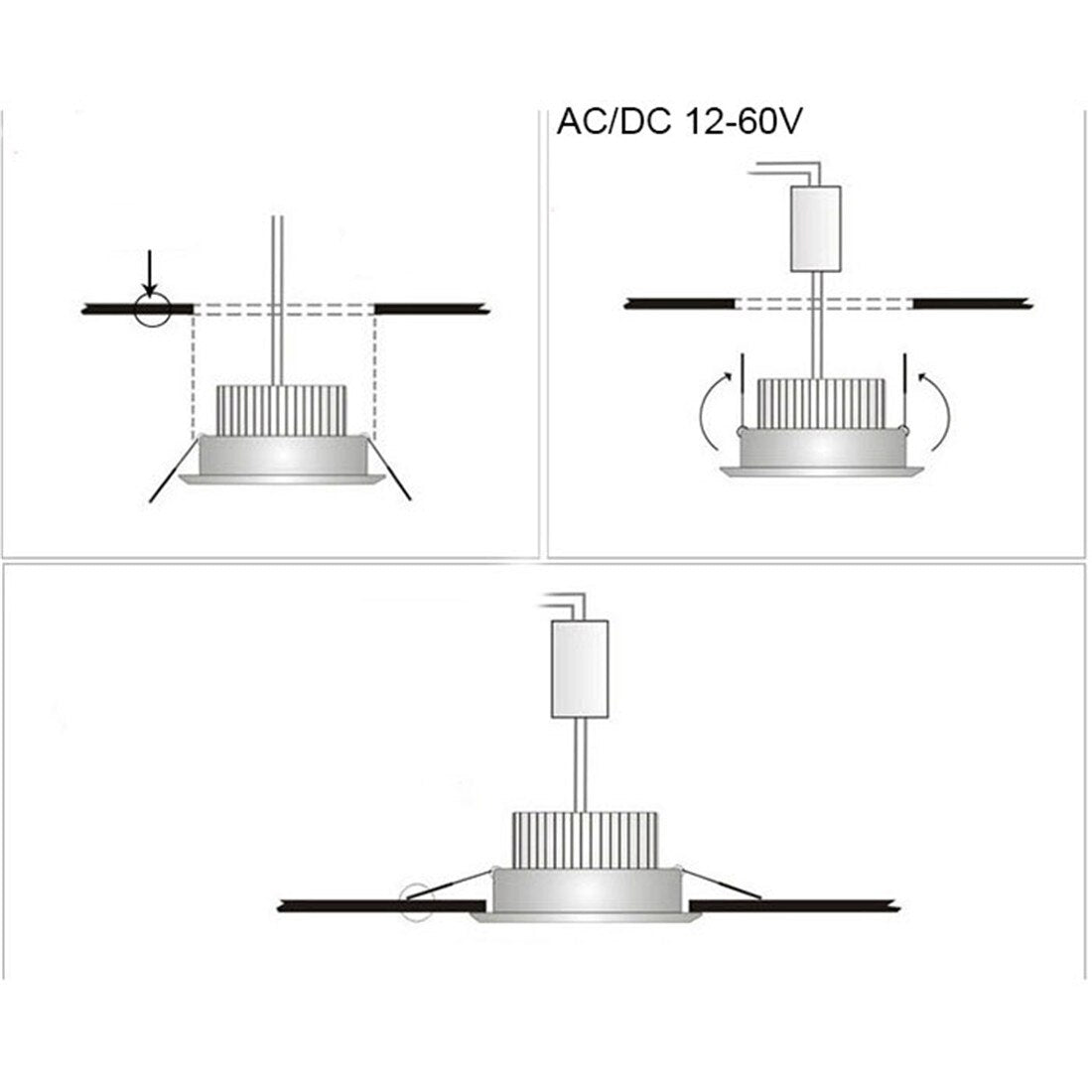 Recessed Ceiling Light 6/9/12/15W AC/DC 12V 24V 36V LED Panel Downlights 3000K 6000K Low Voltage for RV Camper Van Trailer Boat