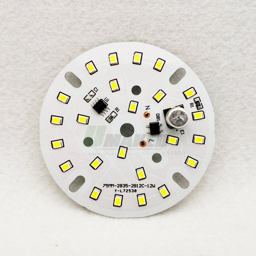 LED Module 5W 7W 9W 12W 15W 18W 10pcs AC220V Downlight PCB Aluminum plate White/Warm SMD2835 Smart IC Driver No Flick Lamp DIY
