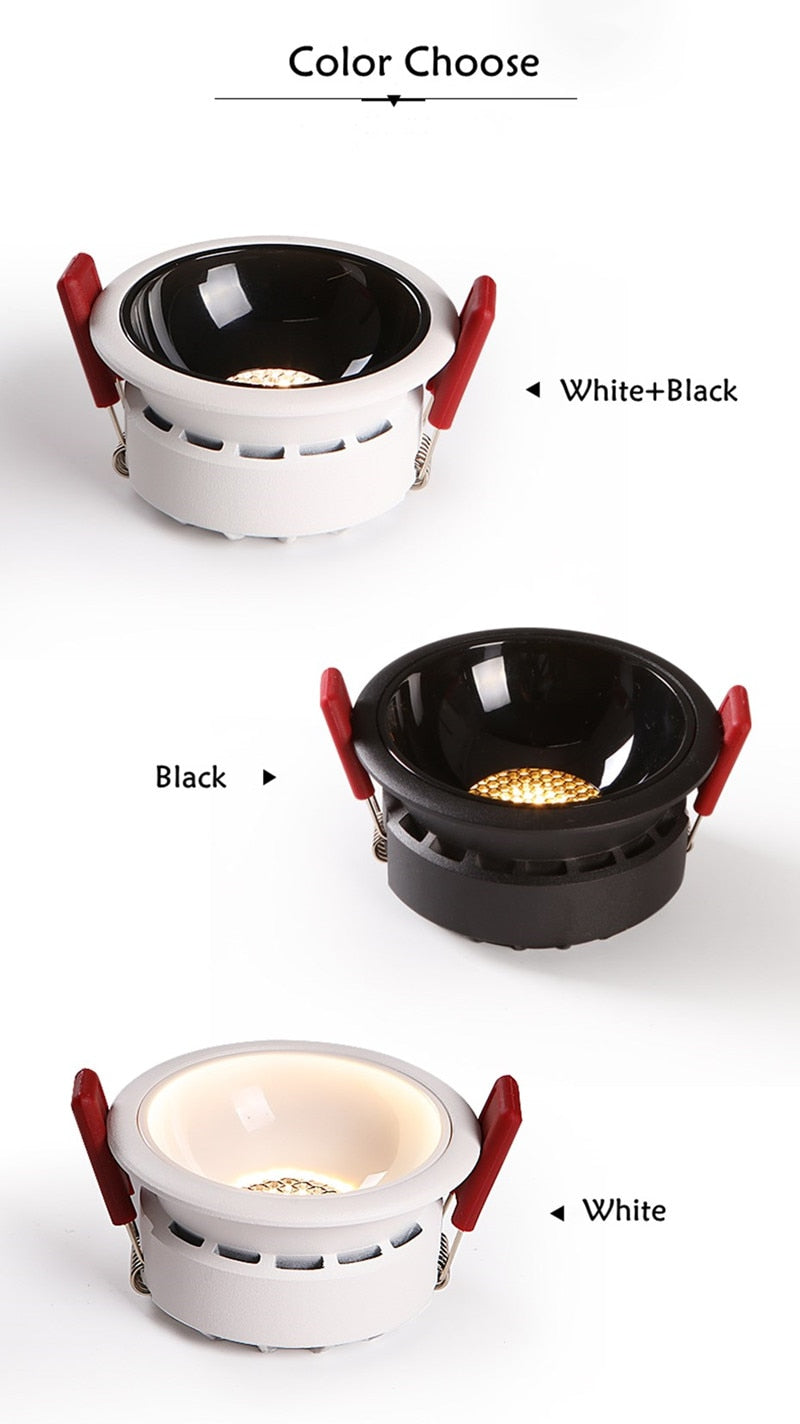 Dimmable Recessed Anti Glare COB LED Downlights 9W/12W/15W/18W/20W Ceiling Spot Lights AC90~260V Background Lamp Indoor Lighting