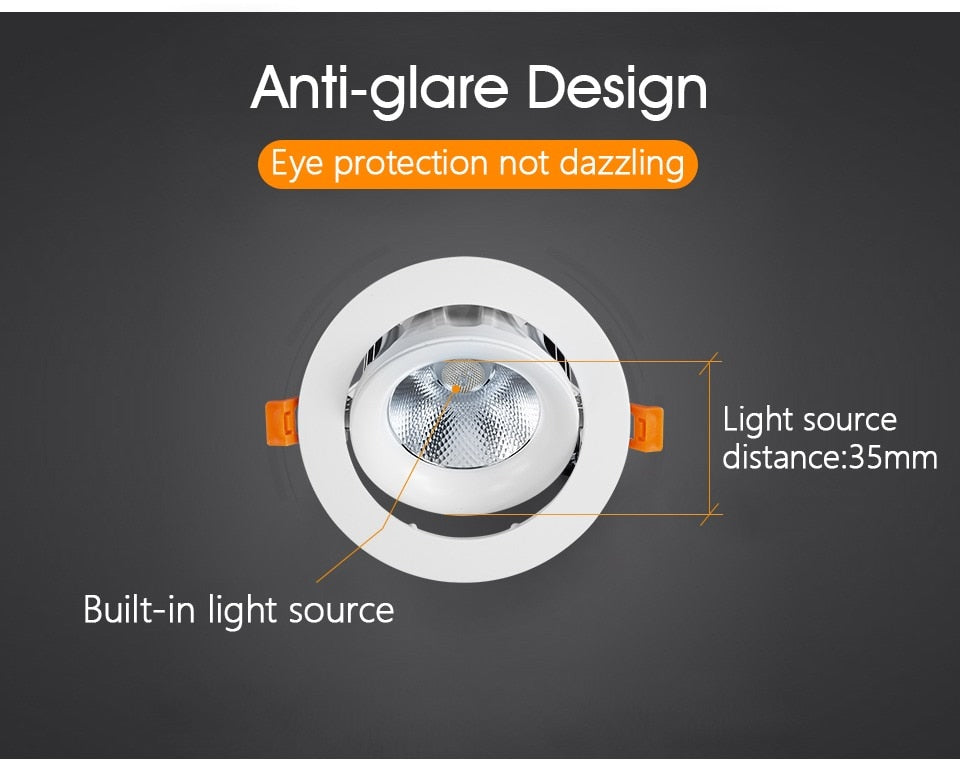 Recessed Downlight LED Ceiling Lamp 7W 12W 20W 220V Led Spotlights Track Light Built-In Lamps Indoor Lighting For Living Room