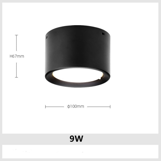 Surface Mounted LED Downlight 7W 9W 15W 18W 24W 30W Dimmable 110V 220V Simple Ceiling Spot Lamp Black and White Indoor Lighting