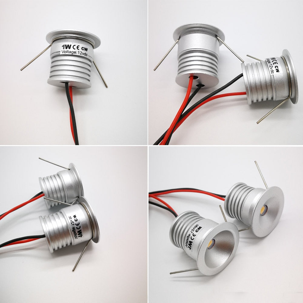 Mini LED Downlight IP65 Dimmable Spotlight 1W 12V Ceiling Lighting Recessed Bedroom Spot Light 25mm cutout Kitchen Cabinet Light