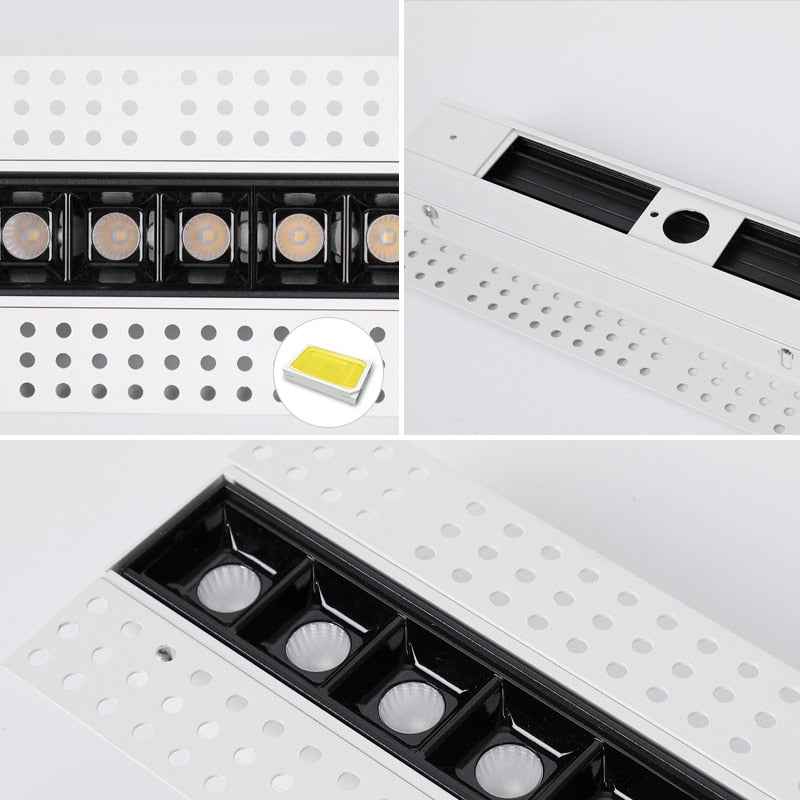 Frameless Recessed Led Magnetic Downlight Un visible Indoor Long Strip Ceiling Lamps 90Ra Modern Linear Grille Spot Lighting 220V