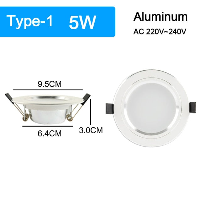 GreenEye Ultra Bright Round LED Downlight 5W 10W 15W Aluminum Bombillas AC 220V LED Down Light Ceiling Recessed Spot Light