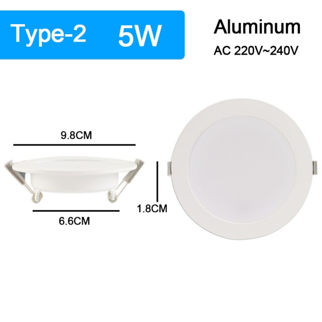 GreenEye Ultra Bright Round LED Downlight 5W 10W 15W Aluminum Bombillas AC 220V LED Down Light Ceiling Recessed Spot Light