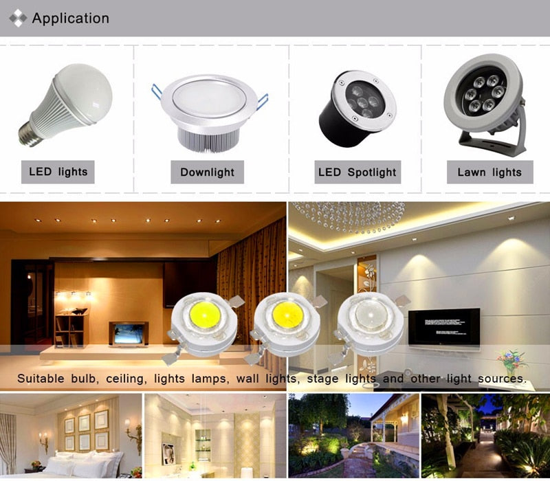 Real Full Watt 1W 3W High Power LED Lamp Bulb Diodes SMD 2.0-3.6V RGB LED Chip For Spotlight Downlight 10-1000Pcs/Lot DIY Beads