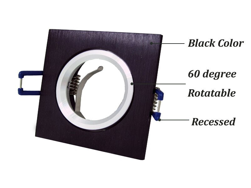 NEW Black Square Recessed LED Ceiling Light Adjustable Frame for MR16 GU10 Bulb Downlight Holder