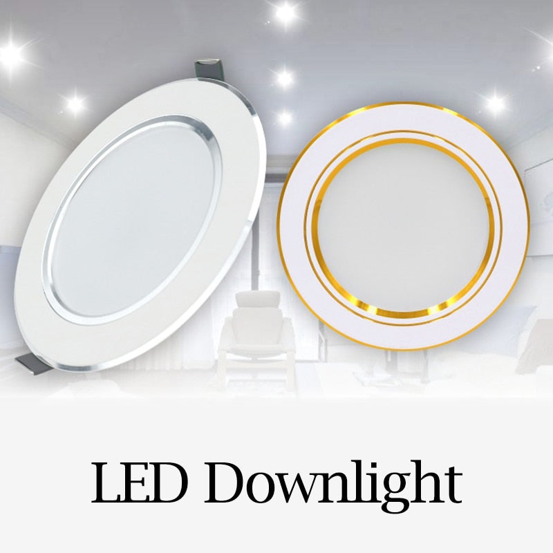 Spot Led Downlights 3W 5W 9W 12W 15W 18W Downlight AC 220V Gold Silver White Ultra Thin Aluminum Round Recessed Led Panel Lights