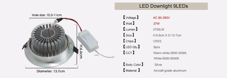 Downlight Led Light Fixture 10PCS 12W 15W 21W 27W 36W 45W 85-265V LED Downlight Home Lighting Spoting Led Recessed Ceiling Lamp