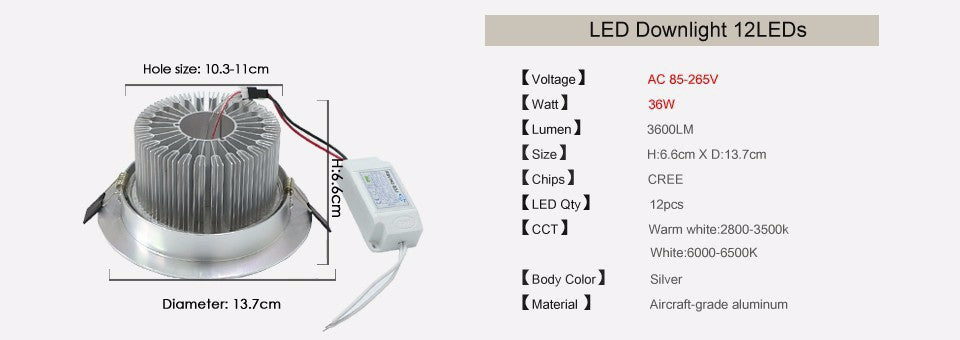 Downlight Led Light Fixture 10PCS 12W 15W 21W 27W 36W 45W 85-265V LED Downlight Home Lighting Spoting Led Recessed Ceiling Lamp