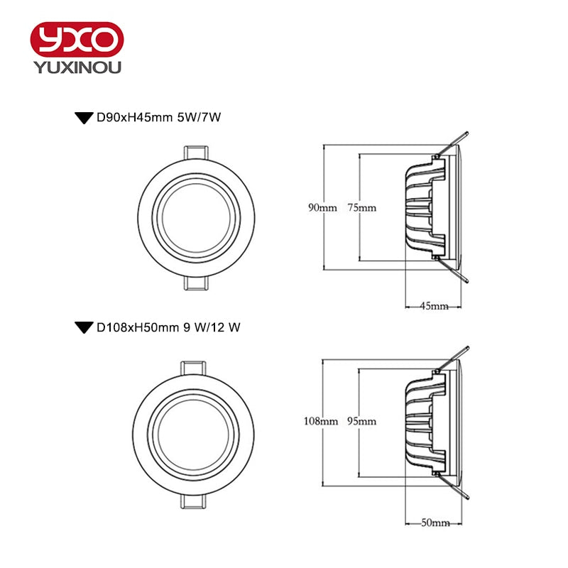Dimmable Waterproof Led Down light COB Ceiling Spot Light 5w 7w 9w 12w ceiling recessed Lights Warm Cool White Indoor Lighting