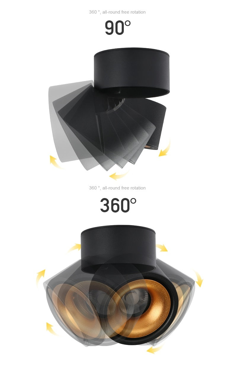 Dimmable led ceiling light 12W/18W LED surface mounted ceiling downlight lamp Foldable and 360 degree rotatable led spot light